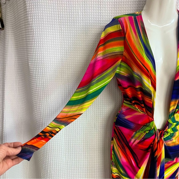 Fashion Nova ladies long sleeve vibrant colored bodycon dress size large - Picture 4 of 9